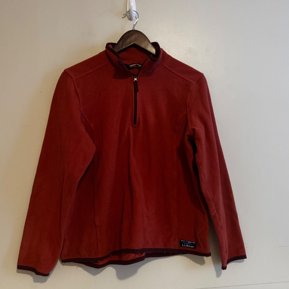 LL Bean Women's Sz L Reg Quarter Zip Fleece Pullover Sweater Fall Layers